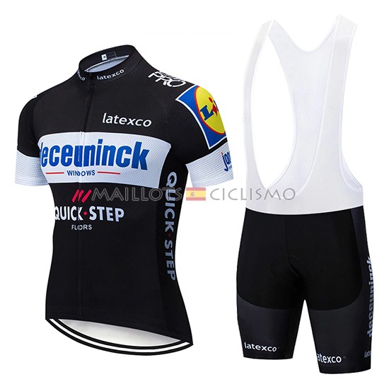 2019 Maillot Deceuninck Quick Step Tirantes Mangas Cortas Negro Blanco